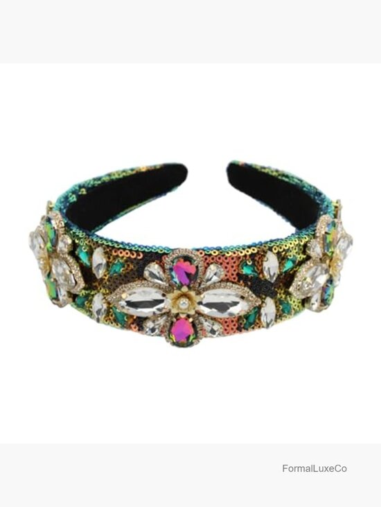 Pearl Bead Crystal Flower Headband Luxury Rhinestone Bling Hair Accessory